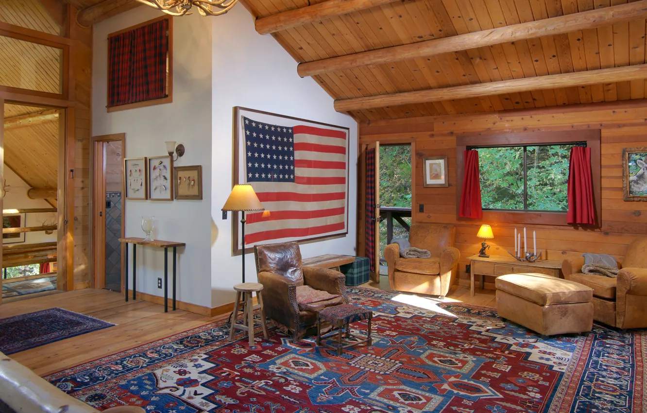 Photo wallpaper design, style, interior, living room, rural house