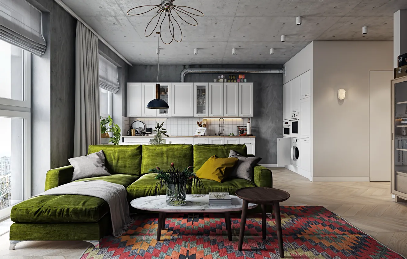 Photo wallpaper design, style, interior, kitchen, living room, ikea