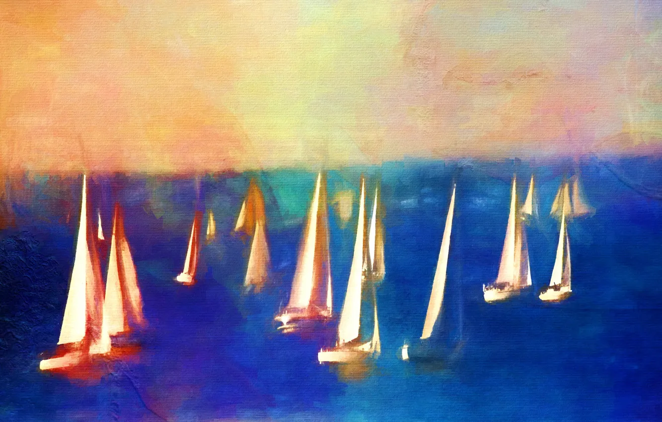 Photo wallpaper sea, picture, boats