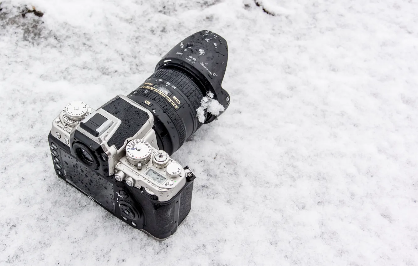 Photo wallpaper winter, snow, background, the camera, lens, Nikon 1 AW1