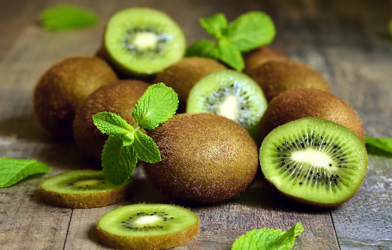 Photo wallpaper kiwi, fruit, mint
