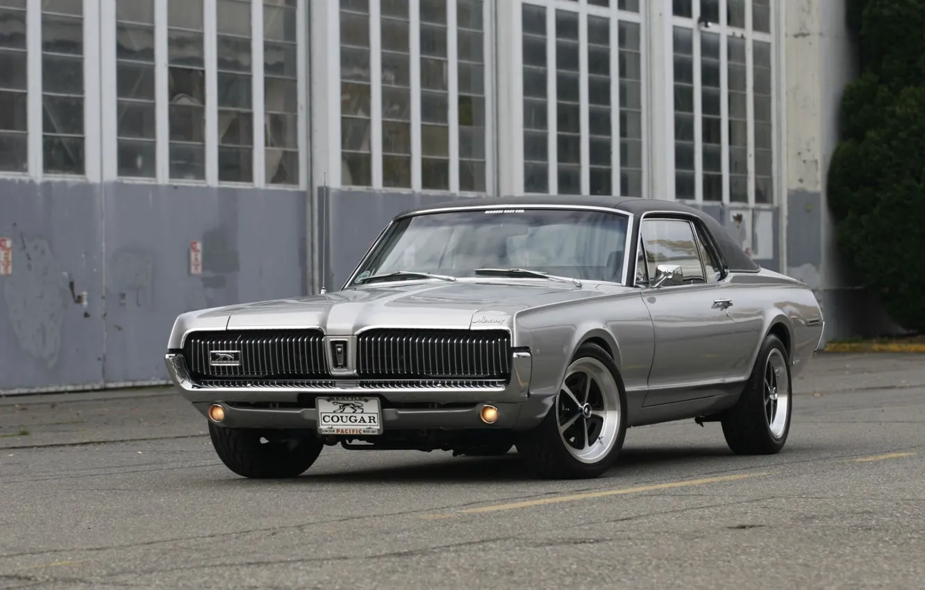 Photo wallpaper Cougar, 1967, Silver, Mercury, Muscle classic