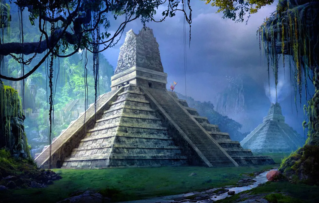Photo wallpaper art, painting, ancient, Concept Art, pyramid