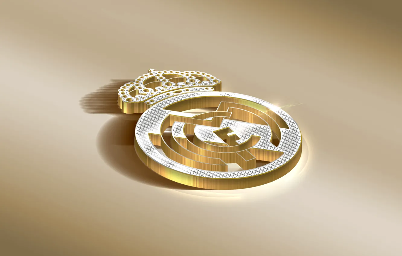 Photo wallpaper Logo, Golden, Football, Real Madrid, Soccer, Real, Madrid, RMA