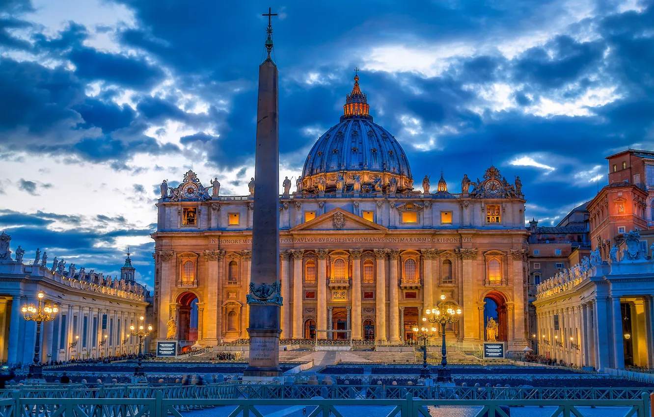Photo wallpaper area, Rome, Italy, Cathedral, Italy, obelisk, Rome, The Vatican