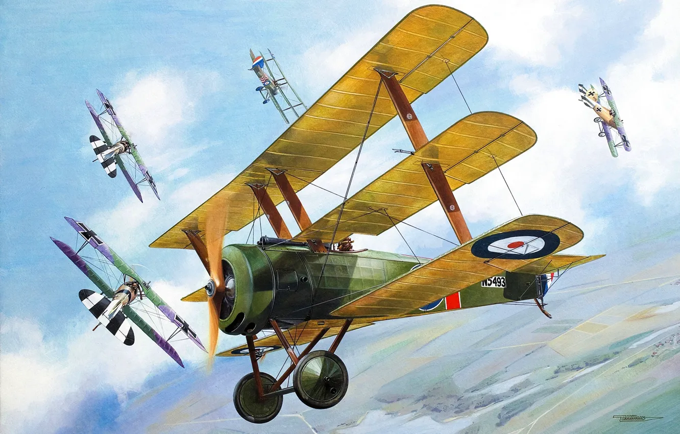 Photo wallpaper Fighter, Sopwith, Dogfight, Sopwith Triplane, Triplane, The first World war