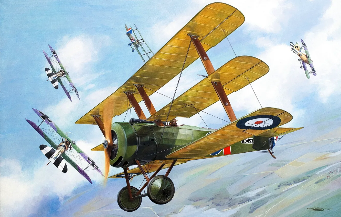 Photo wallpaper fighter, dogfight, Triplane, Sopwith, the first world war, Sopwith Triplane