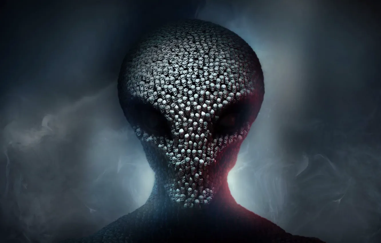 Photo wallpaper smoke, skull, alien, 2K Games, Firaxis, XCOM 2