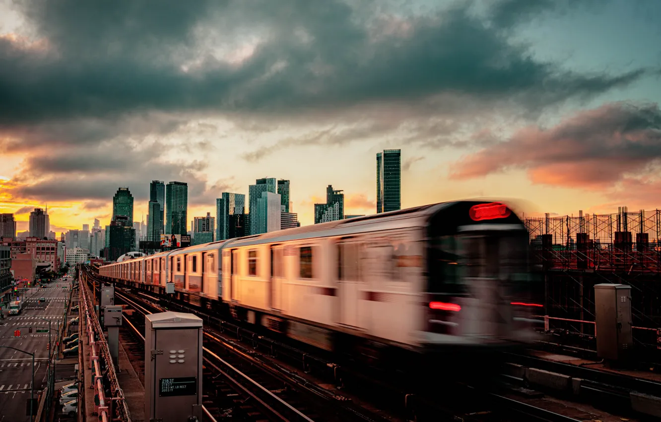 Photo wallpaper the city, railroad, New York