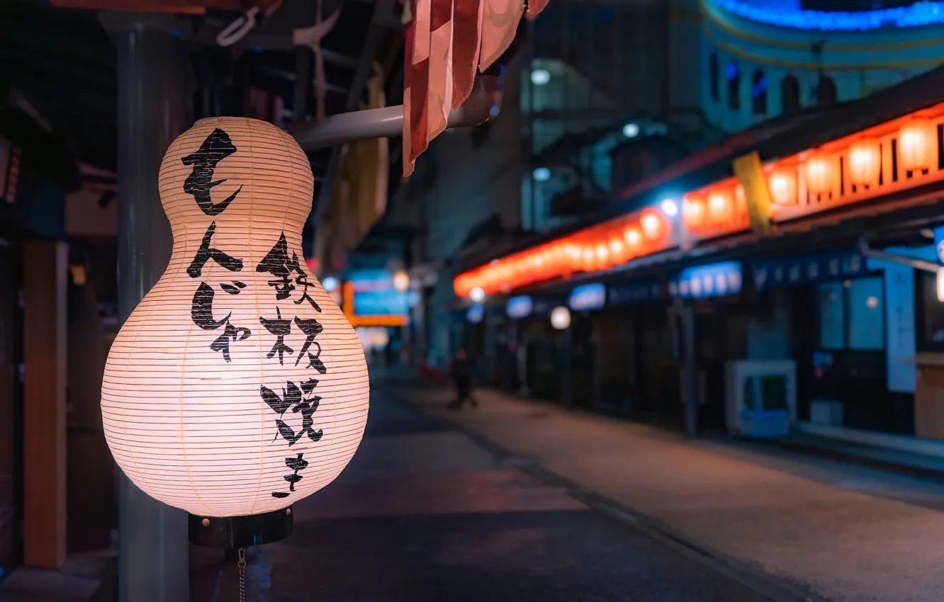 Photo wallpaper Tokyo, Japan, night, street, Neon, lamp, urban, street sign