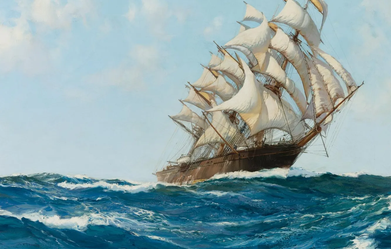 Photo wallpaper sailboat, Clipper, Montague Dawson, Clipper