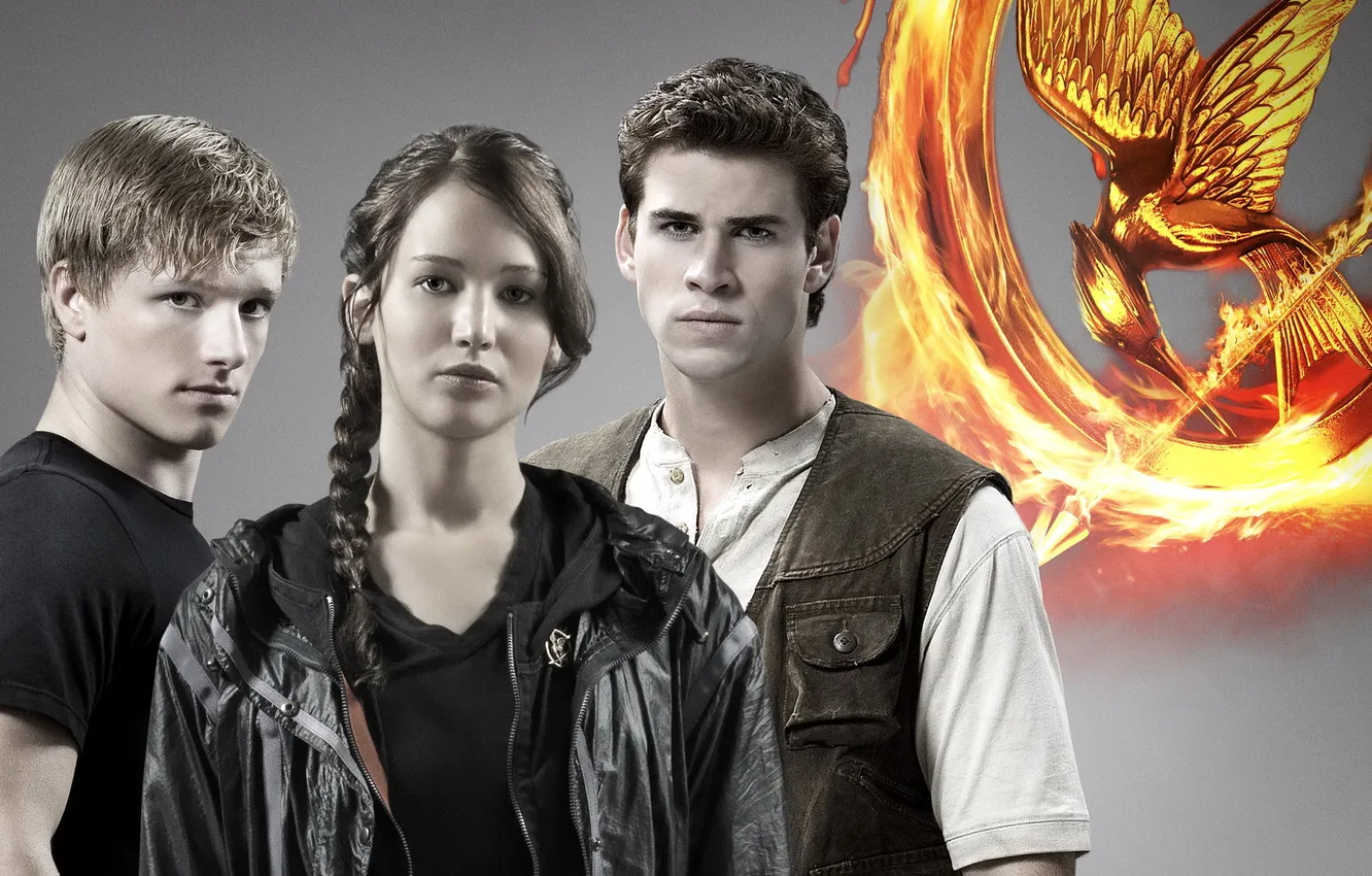 Photo wallpaper Jennifer Lawrence, The hunger games, Liam Hemsworth, The Hunger Games, Josh Hutcherson