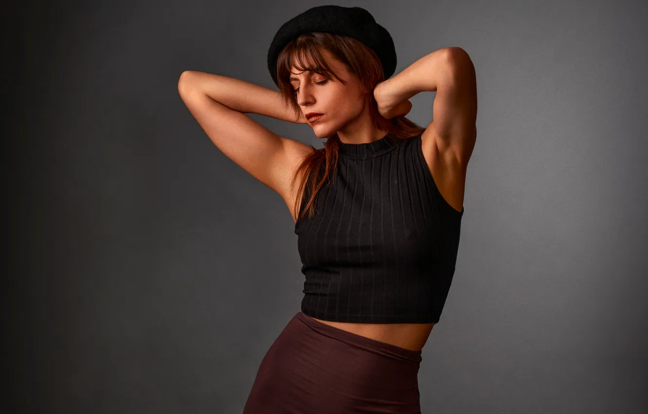 Photo wallpaper girl, pose, hands, Mike, takes