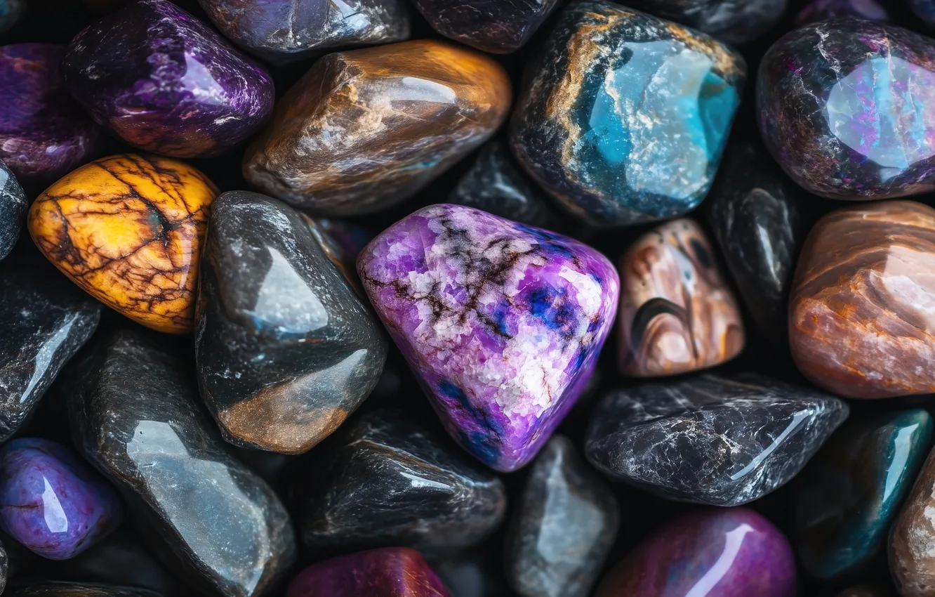 Photo wallpaper macro, pebbles, stones, grey, blue, bright, texture, red