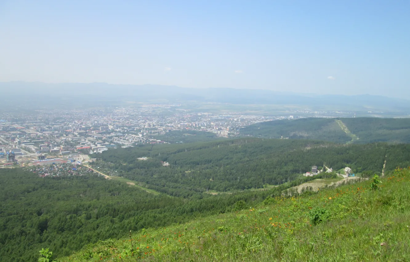 Photo wallpaper summer, nature, the city, hills