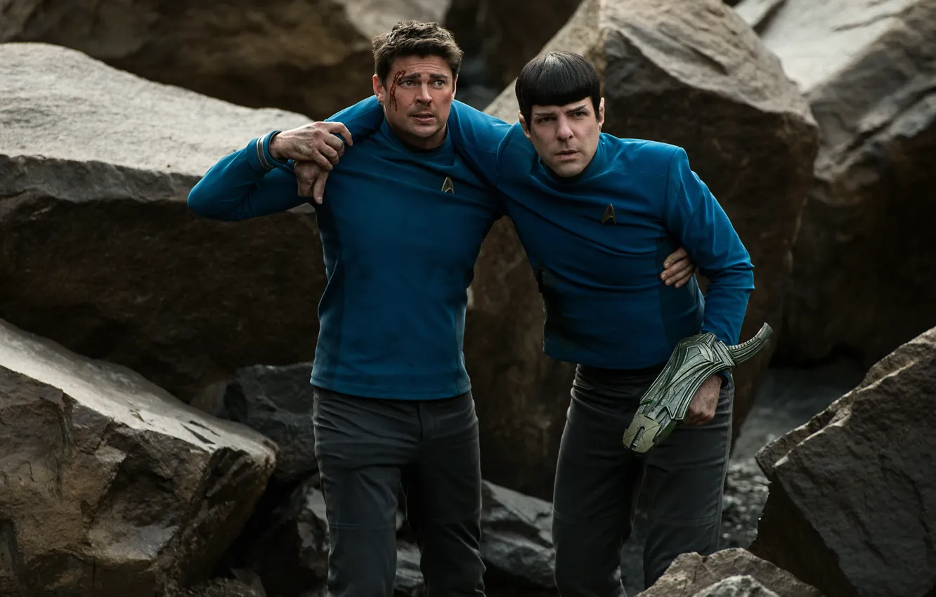 Photo wallpaper stones, fiction, frame, Zachary Quinto, Zachary Quinto, Karl Urban, Karl Urban, Beyond Star Trek