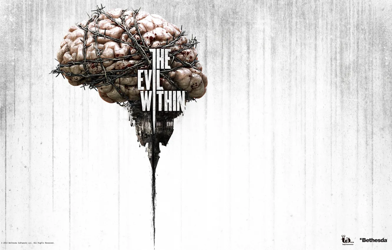 Photo wallpaper brain, barbed wire, Bethesda, Shinji Mikami, Tango Gameworks, Shinji Located Know, The Evil Within, Barbwire