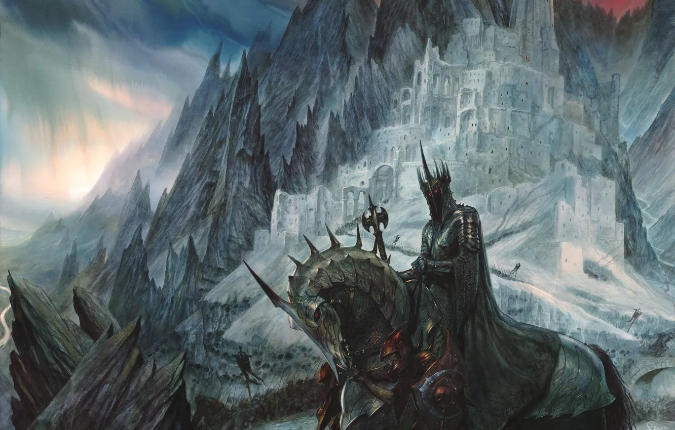 Photo wallpaper John Howe, nazgul, The Lord of the Rings, horse, fantasy art, Witch-king of Angmar, J.R.R. …