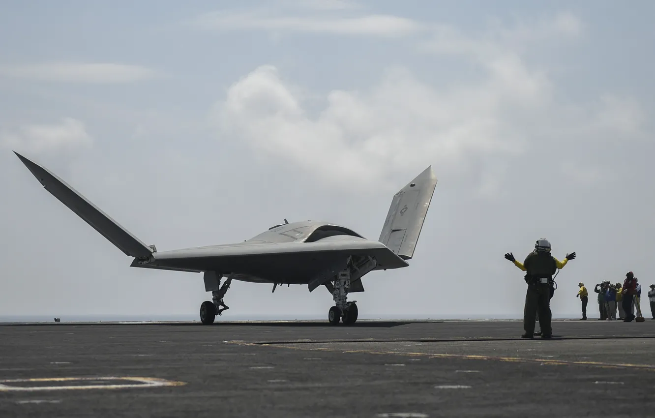 Photo wallpaper soldier, man, navy, Northrop Grumman, drone, US NAVY, Northrop Grumman X-47B, X-74B