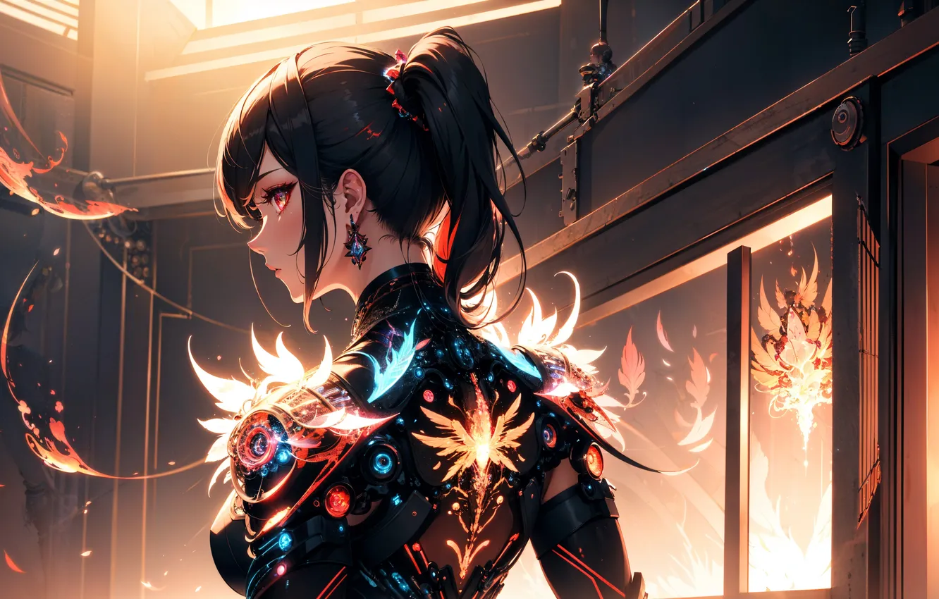 Photo wallpaper girl, magic, anime, armor