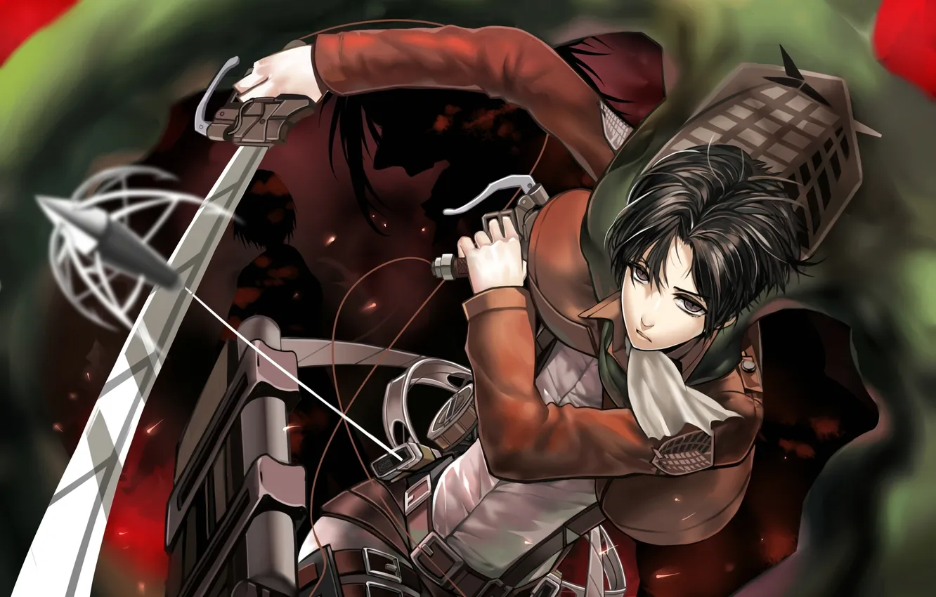 Photo wallpaper flight, calm, soldiers, giant, guy, cloak, art, blade