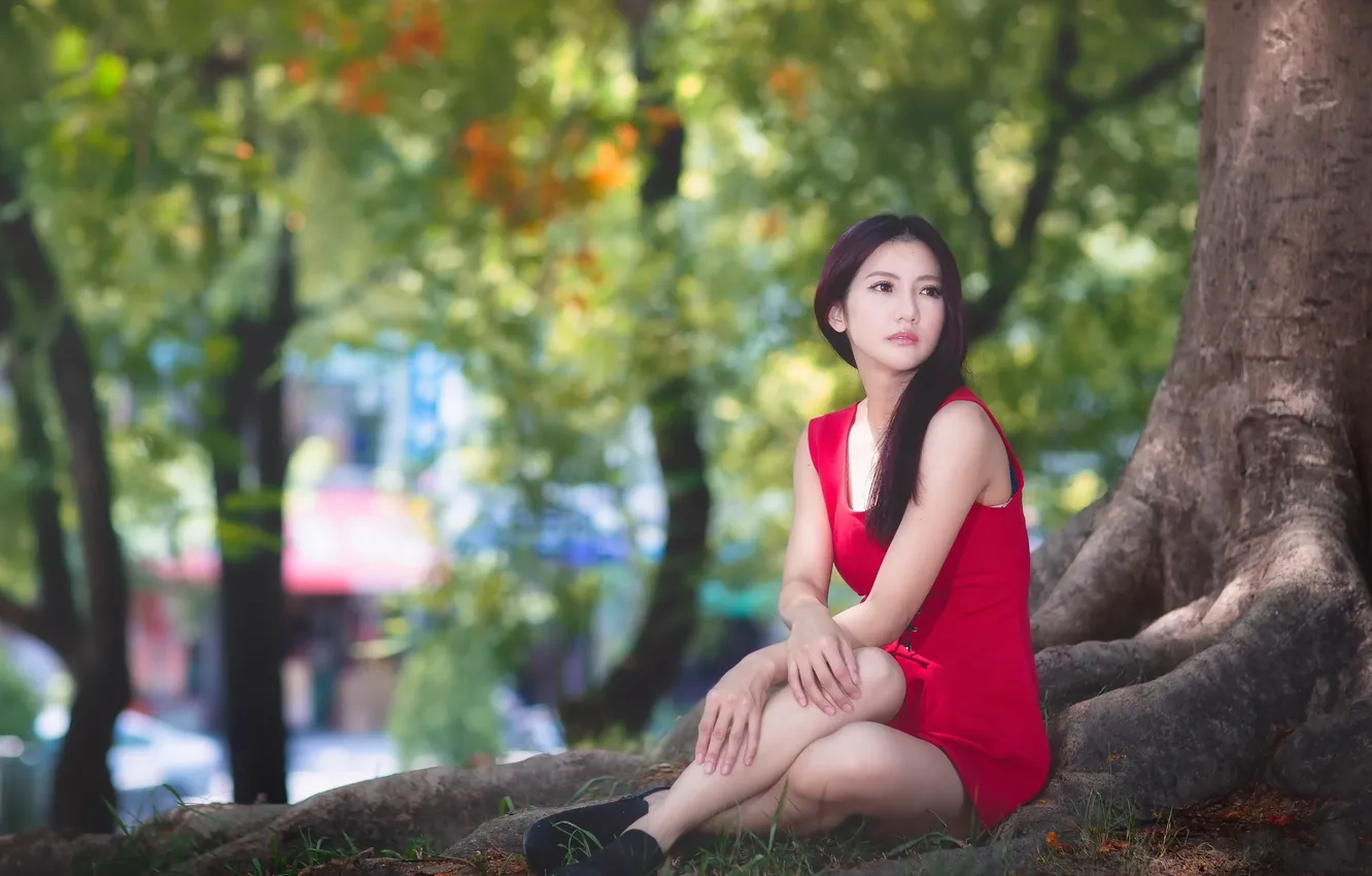 Photo wallpaper girl, pose, Asian