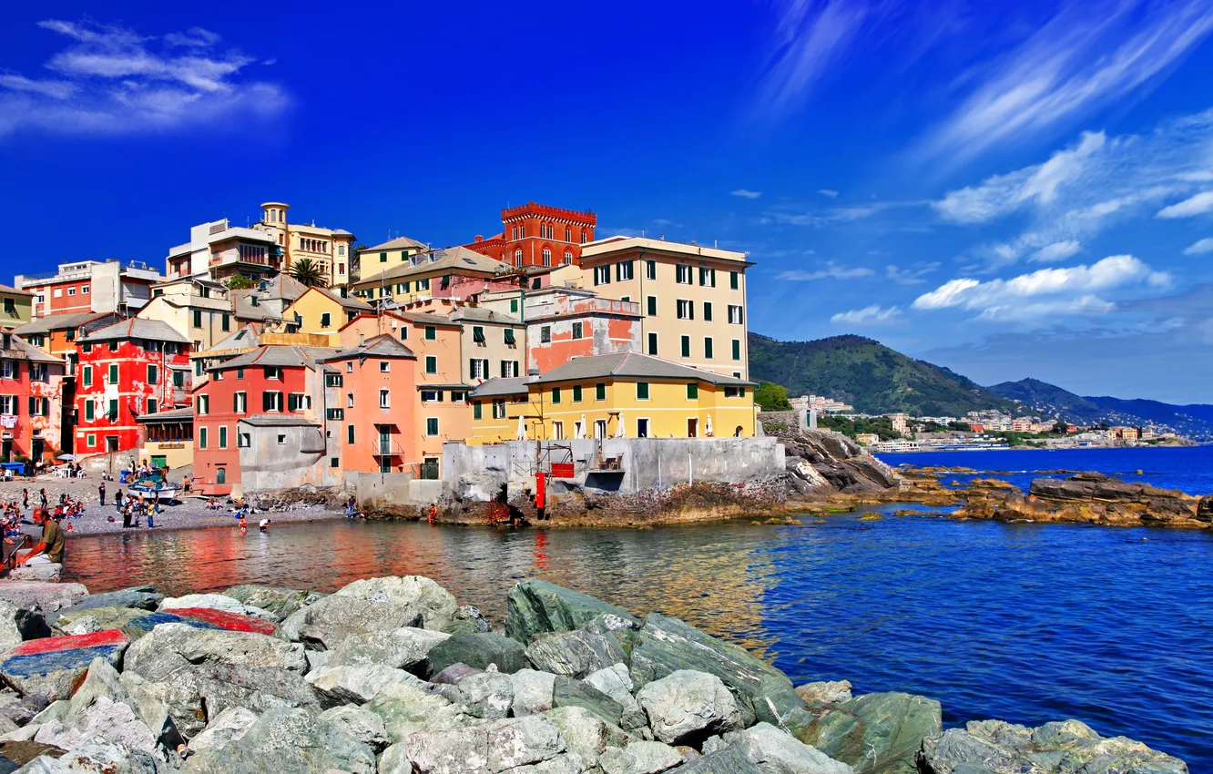 Photo wallpaper sea, the sky, stones, home, Italy, Cape