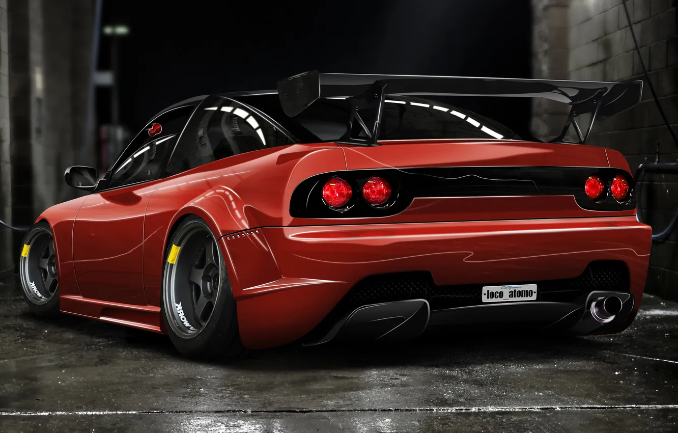 Photo wallpaper red, tuning, red, Nissan, Nissan, 240sx, kit, Rear