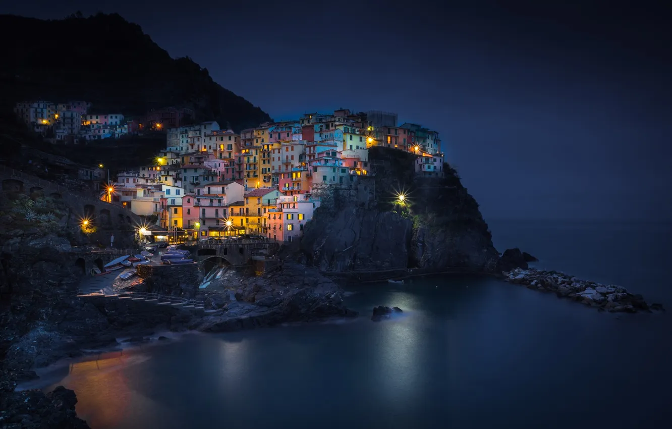 Photo wallpaper night, the city, lights