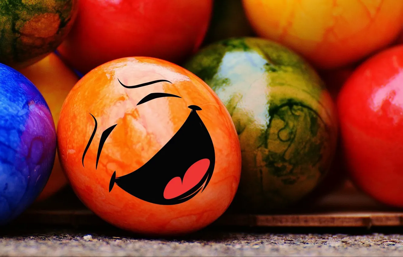 Photo wallpaper macro, smile, color, eggs, Easter