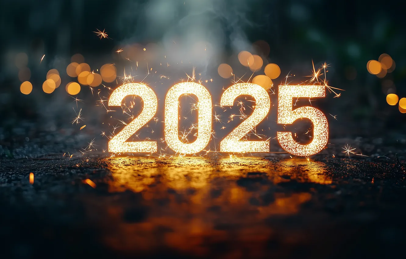 Photo wallpaper new year, figures, date, 2025, AI art, New Year 2025, neural network