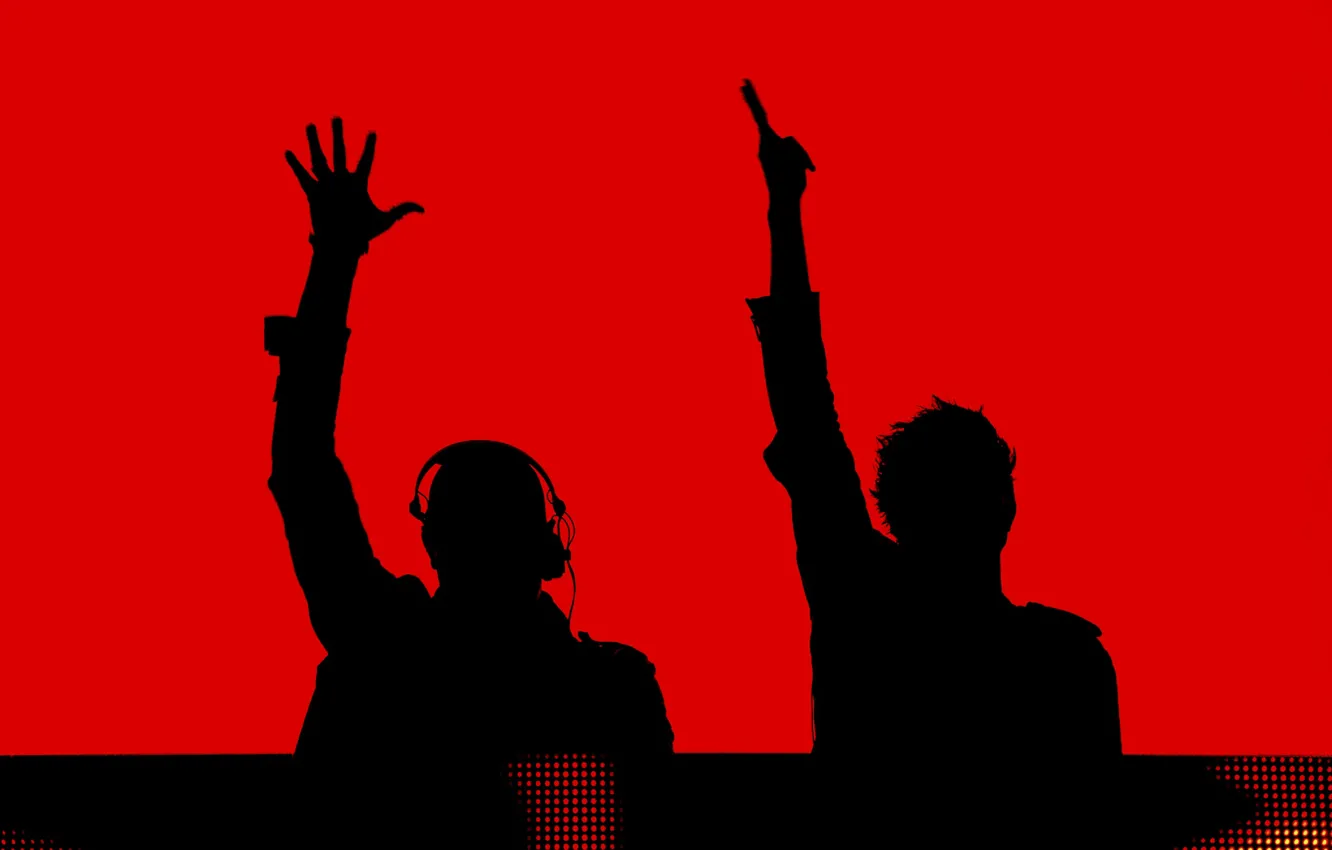 Photo wallpaper red, music, silhouette, Knife Party, Big Beat, Rob Swire, EarStorm, Gareth McGrillen