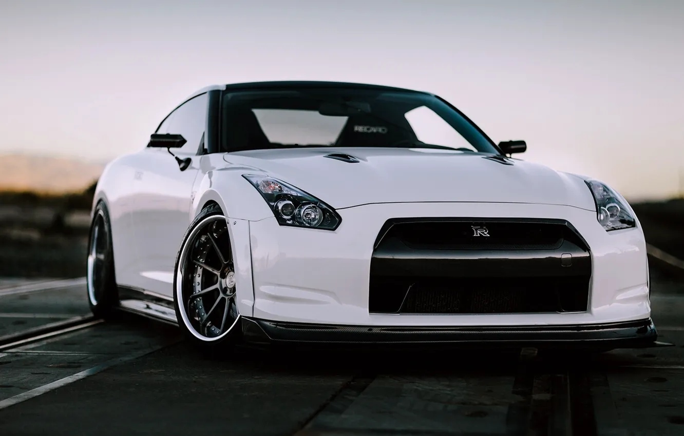 Photo wallpaper car, machine, white, Nissan, GT-R, Nissan, R35, GT-R