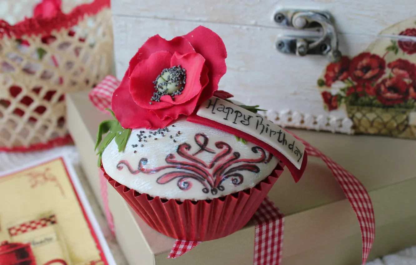 Photo wallpaper flowers, Mac, sweets, cake