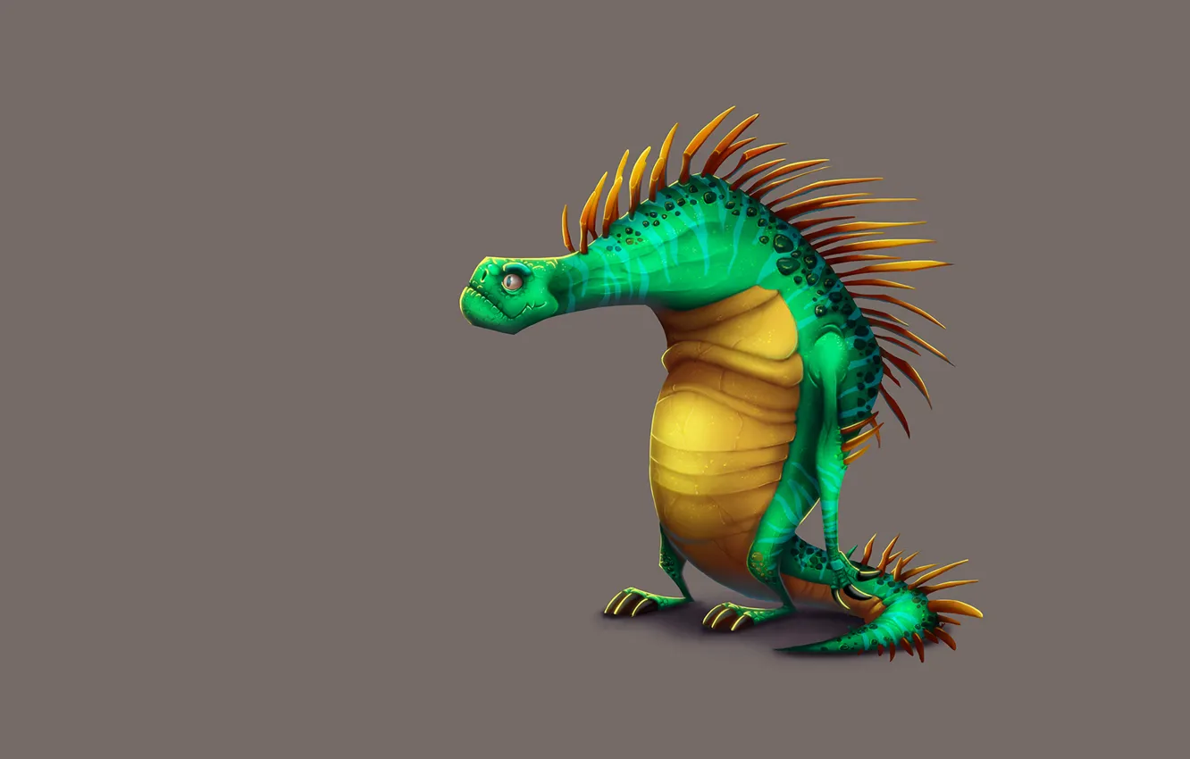 Photo wallpaper green, minimalism, being, lizard