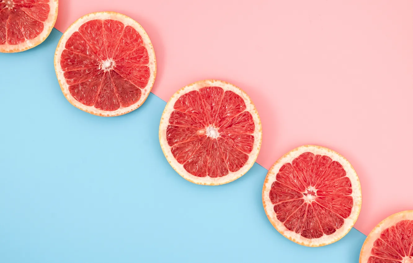 Photo wallpaper pink, background, citrus, grapefruit, fruit, blue