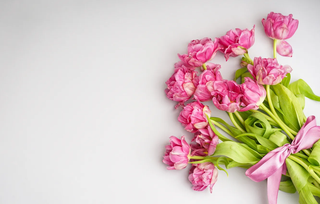 Photo wallpaper flowers, bouquet, tulips, pink, pink, flowers, beautiful, tulips