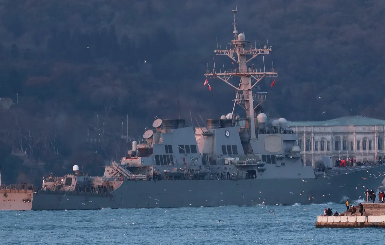 Photo wallpaper Strait, Turkey, destroyer, USS Porter