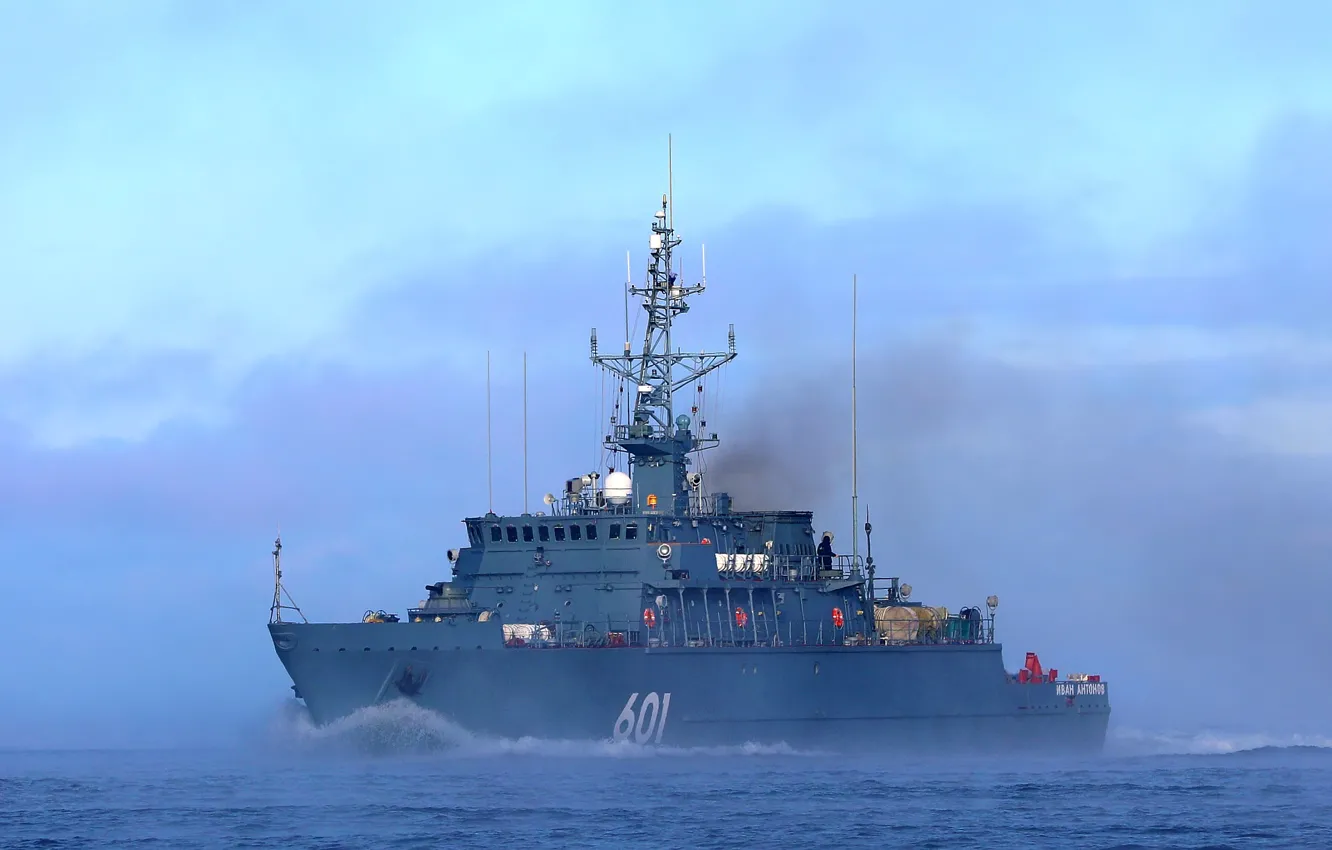 Photo wallpaper fog, morning, Navy, Baltika, minesweeper, project 12700, Ivan Antonov