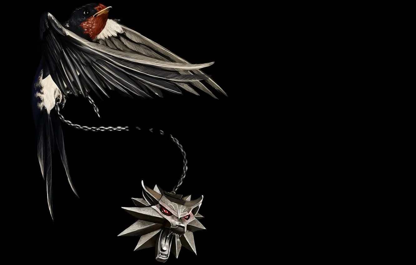 Photo wallpaper wallpaper, wolf, Witcher, swallow