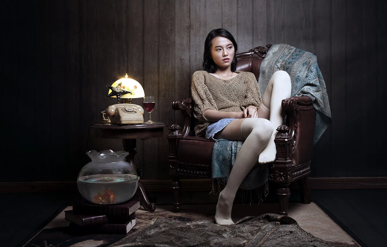 Photo wallpaper look, girl, Asian