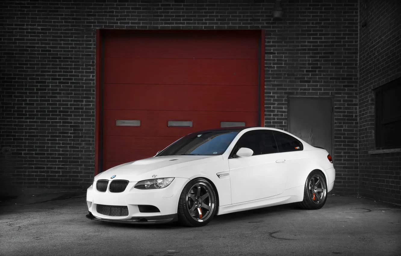 Photo wallpaper white, BMW, BMW, white, brick wall