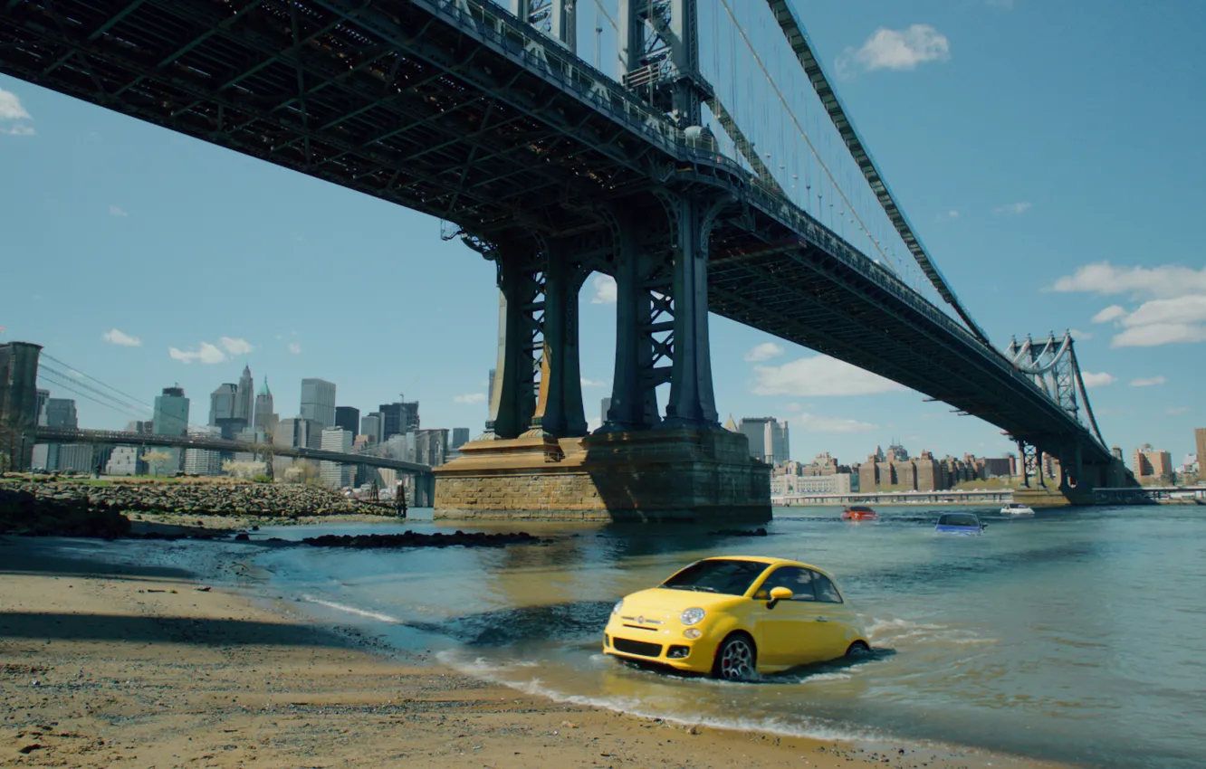 Photo wallpaper bridge, city, the city, ascent, New York, advertising, USA, USA