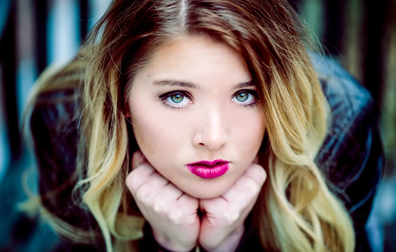 Photo wallpaper eyes, girl, face, hair, lipstick