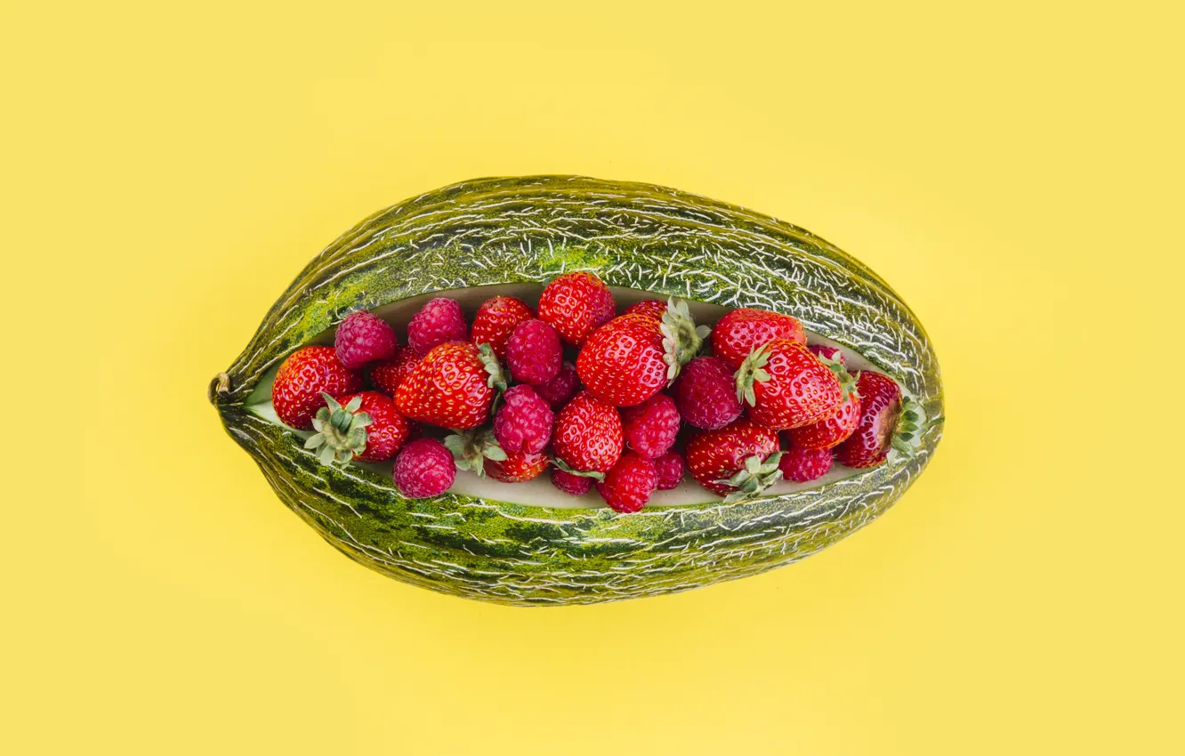 Photo wallpaper berries, strawberry, melon