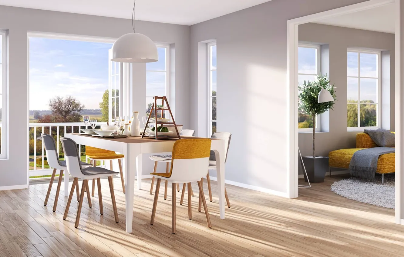 Photo wallpaper design, style, room, interior, living room, dining room
