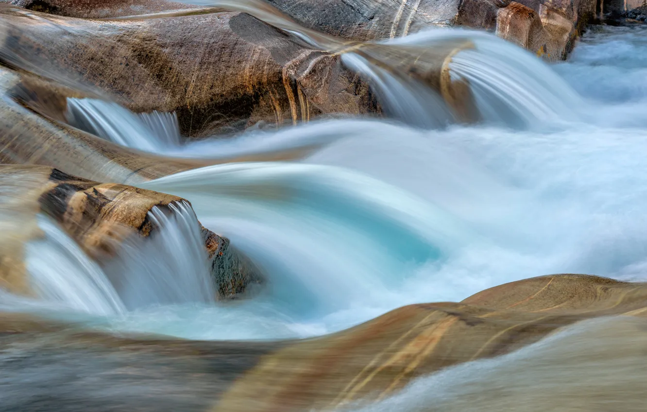 Photo wallpaper water, stones, stream