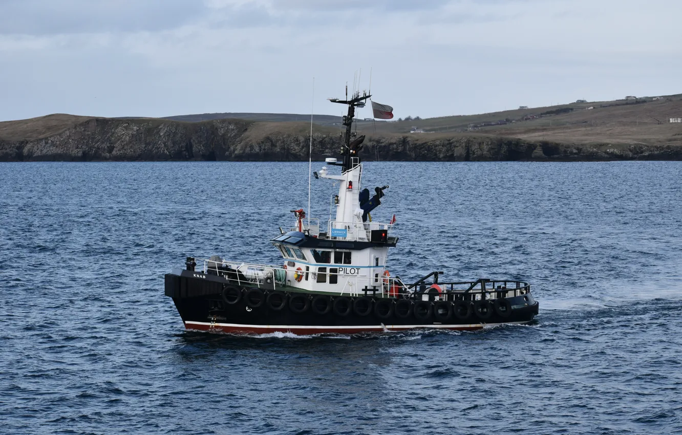 Photo wallpaper sea, boat, a pilot