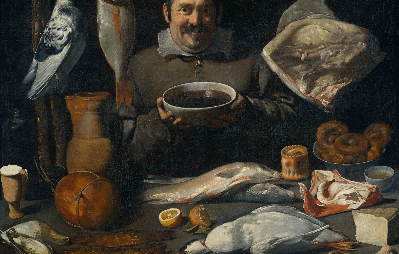 Photo wallpaper oil, picture, kitchen, canvas, genre, Master of the Amsterdam, Bodegone