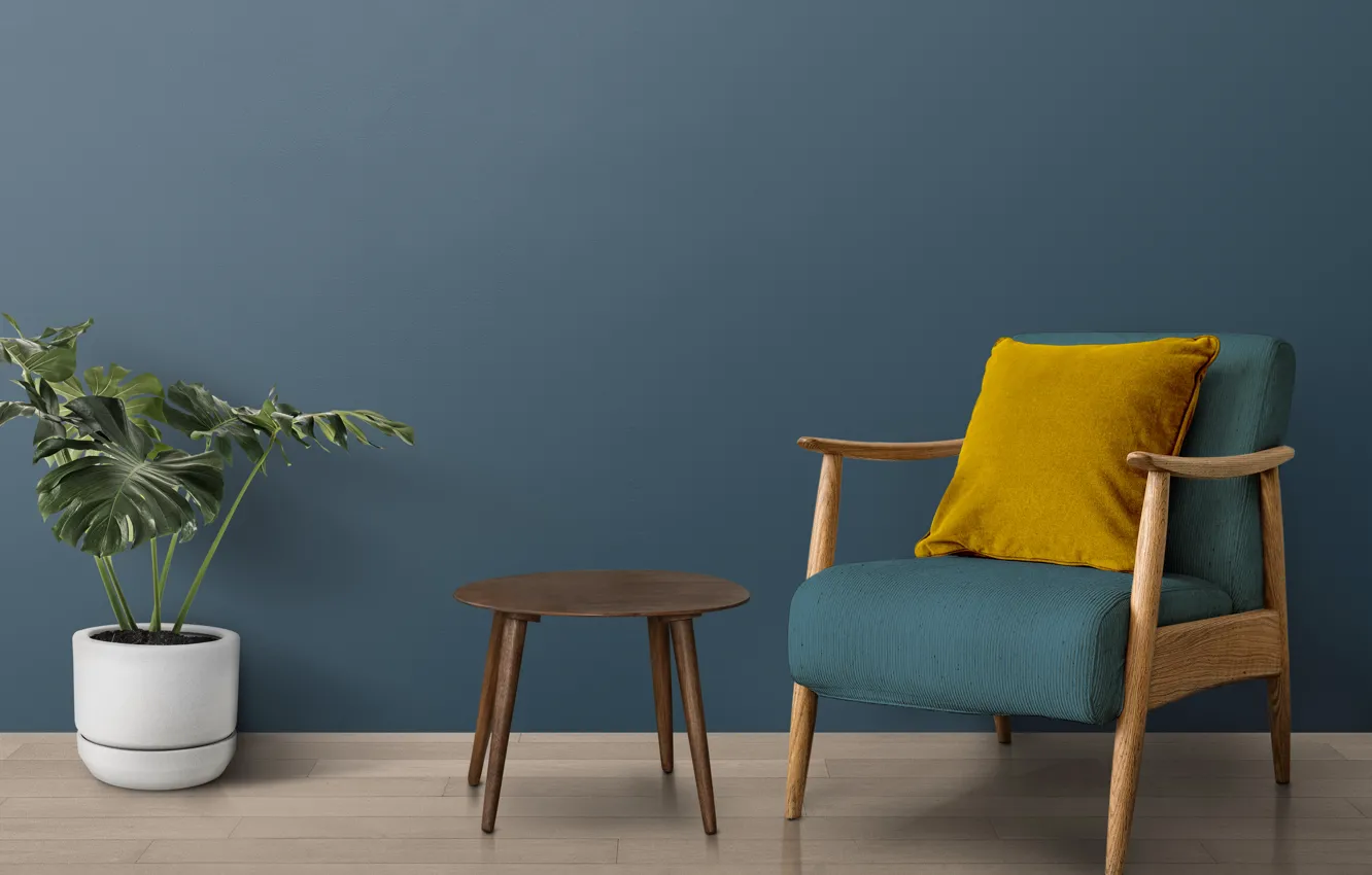 Photo wallpaper flower, design, interior, chair, pillow, design, modern, living room